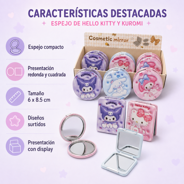 Espejo de Hello Kitty y Kuromi - Maxi Accesorios México