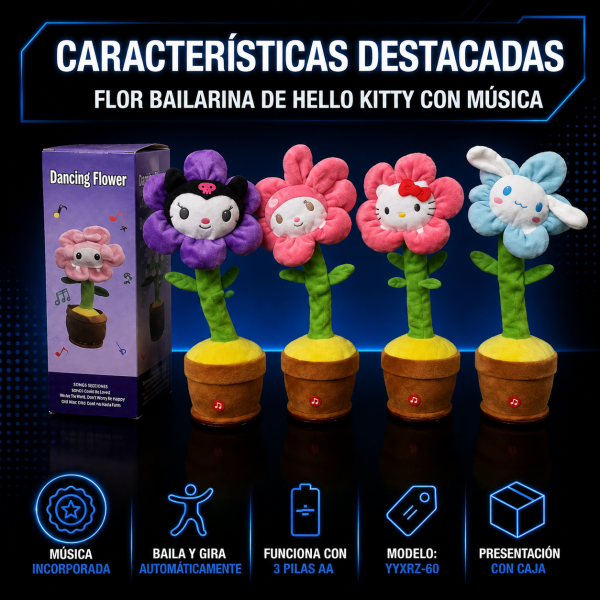 Flor bailarina de Hello Kitty con música – YYXRZ-60 - Maxi Accesorios México