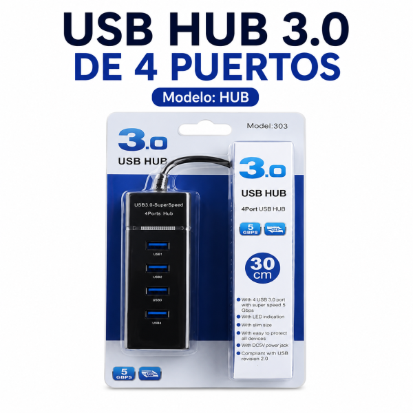 USB Hub 3.0 de 4 puertos – HUB en México - Maxi Accesorios México